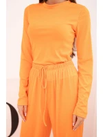 Dámska súprava z viskózy s vrchným dielom a širokými nohavicami oranžová