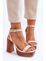 Kožené Sandály Na model 21620454 Platformě Béžové Marina - Boto