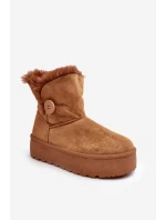 Damskie Śniegowce Na Platformie Z Futerkiem Camel Wikasem