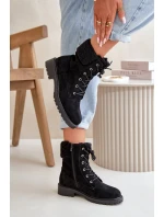 Damskie Ocieplane Botki Workery Na Zamek Czarne Mivael