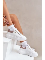 Sneakersy Damskie Na Platformie Eko Skóra Białe Lelandine Sneakersy Damskie Na Platformie Eko Skóra Białe Lelandine