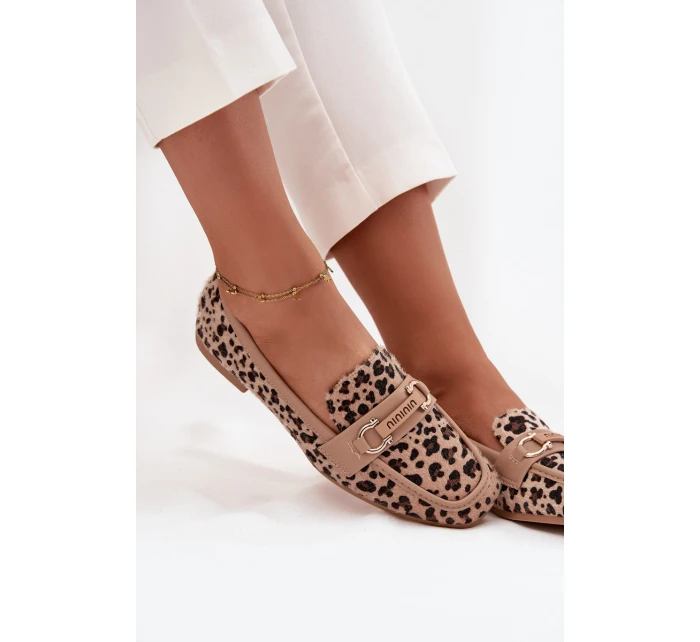 Mokasyny Loafersy Damskie Z Ozdobnym Elementem Panterka Beżowe Evelora Mokasyny Loafersy Damskie Z Ozdobnym Elementem Panterka Beżowe Evelora