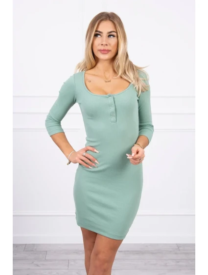Tmavě mátové šaty s knoflíkovým výstřihem Tmavě mátové šaty s knoflíkovým výstřihem