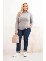 Dámsky sveter z viskózy v nadmernej veľkosti s klasickým strihom v sivej farbe