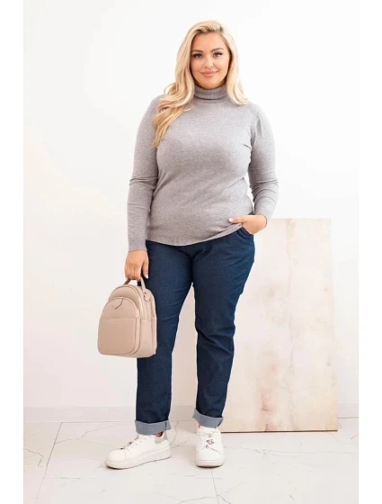 Dámský svetr Plus Size z viskózy model 22360507 střihu šedý - K-Fashion