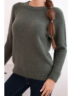 Dámský svetr z baby alpaky s dlouhým rukávem khaki