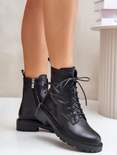 Kožené botky s podšívkou na zip černé model 21675466 - EVENTO