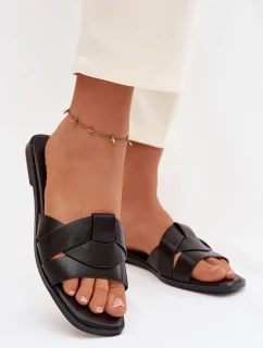 Dámské ploché pantofle s pásky Černé model 21943269 - Boto