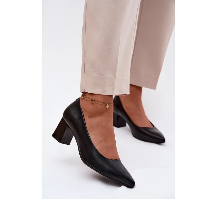 Lodičky na podpatku model 22123324 Černé - SERGIO LEONE