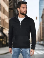 Pánska mikina s golierom čierna FashionStreet BX5885 Pánska mikina s golierom čierna FashionStreet BX5885