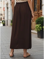 Dámska maxi sukňa s elastickým pásom hnedá FashionStreet CY0515 Dámska maxi sukňa s elastickým pásom hnedá FashionStreet CY0515