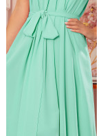 ALIZEE - Dámske šifónové šaty v mätovej farbe so zaväzovaním 350-5