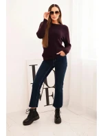 Dámsky detský sveter z alpaky s dlhými rukávmi slivka Dámsky detský sveter z alpaky s dlhými rukávmi slivka