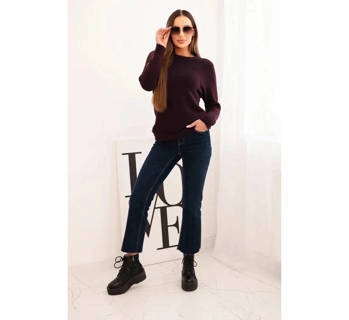 Dámsky detský sveter z alpaky s dlhými rukávmi slivka Dámsky detský sveter z alpaky s dlhými rukávmi slivka