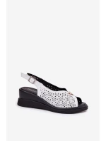 Skórzane Ażurowe Sandały Damskie Na Koturnie Vinceza 79529 Białe Skórzane Ażurowe Sandały Damskie Na Koturnie Vinceza 79529 Białe