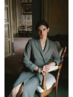 S415 Košeľové šaty viazané v páse - khaki