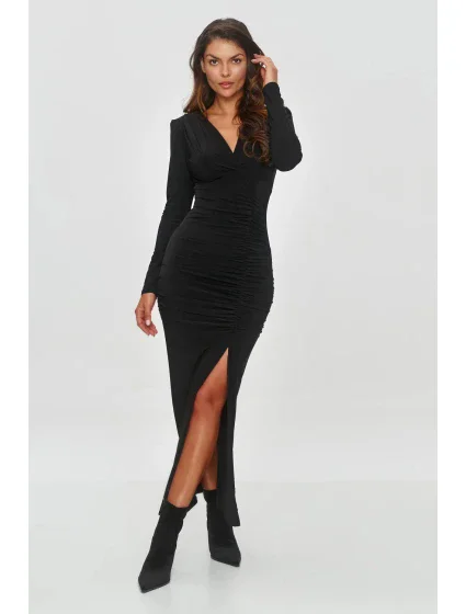 Večerné šaty M854 čierne - Makadamia