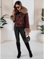 Dámská kožená bunda s kožešinou vínová Dstreet model 21991877 - FashionStreet