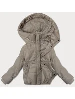 Krátká béžová dámská bunda s kapucí model 20991162 - J.STYLE