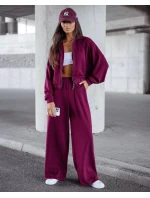 Komplet damski spodnie i bluza ze bordowy model 21470450 - Moon