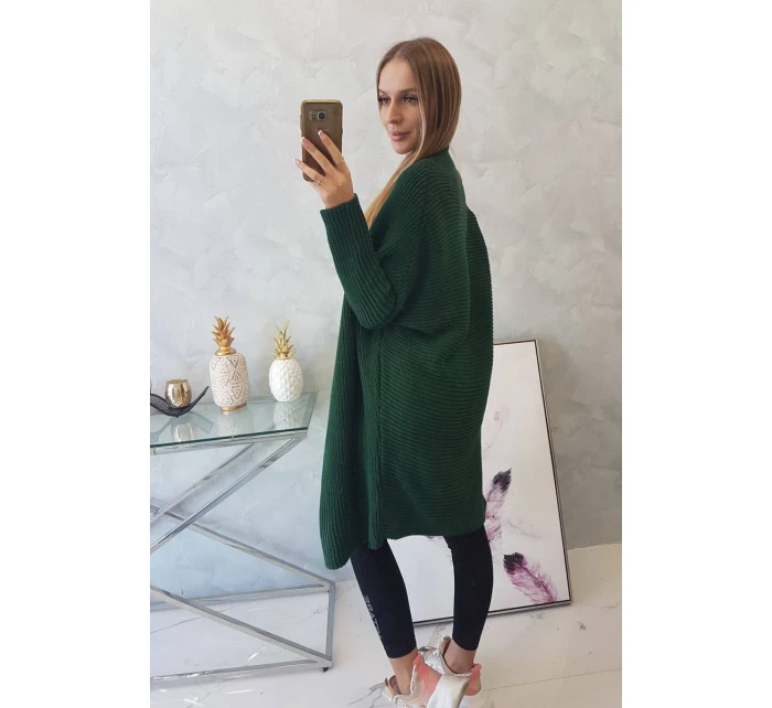 Svetr s netopýřími rukávy tmavě zelený