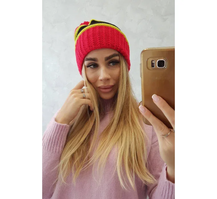 Dámska čiapka Kinga K297 červená+kiwi+čierna