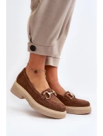 model 21652497 Zamszové Dámské Mokasíny S Ozdobou Hnědé - Zazoo