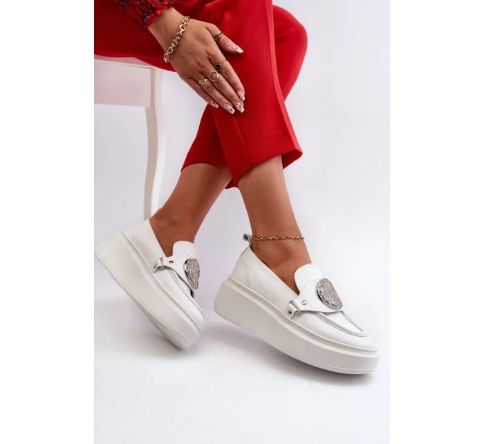 Kožené Mokasíny S Ozdobou Bílé model 21660952 - Zazoo
