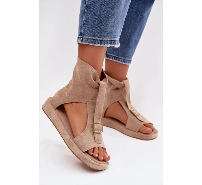 Dámské sandály s vysokým svrškem tmavě béžové Coralya