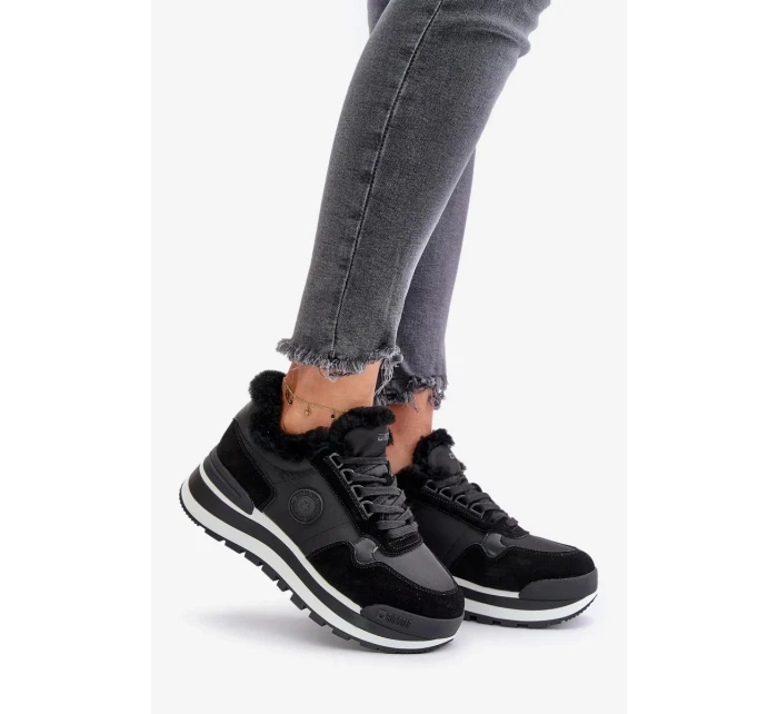 Dámske zateplené tenisky na platforme Big Star Black
