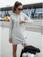 Dámská oversize dlouhá mikina světle šedá model 21964016 - Dstreet Dámská oversize dlouhá mikina světle šedá model 21964016 - Dstreet