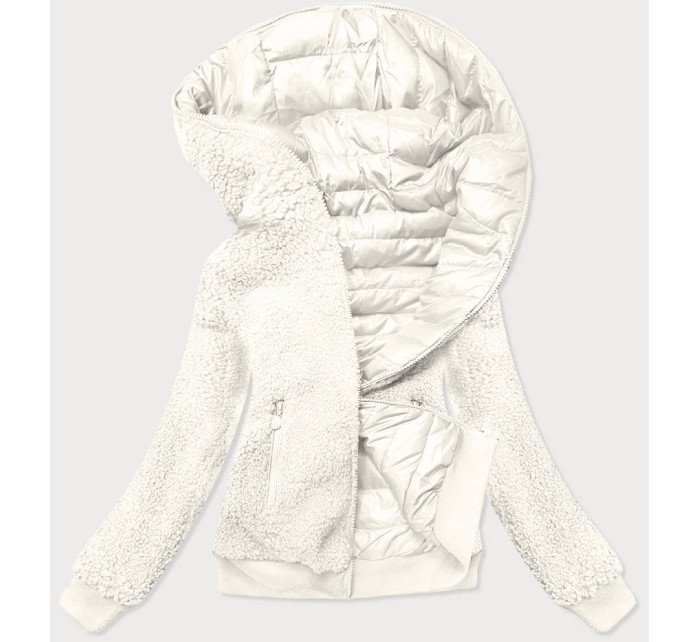 Obojstranná biela dámska bunda "lamb" (H-989-82)