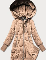 Dámska prešívaná prechodná bunda s pletenými rebrovanými manžetami Libland beige (LD-7775)