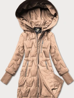 Béžová prešívaná dámska prechodná bunda s úpletovými šnúrkami Libland (LD-7775)