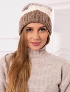 Fleecová čiapka Bojana K265 tmavo béžová+ecru+svetlo béžová