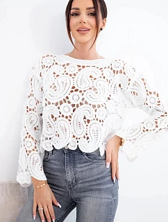 Dámsky letný čipkovaný sveter s gombíkmi a dlhými rukávmi čierny