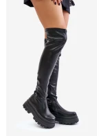 Kozaki Za Kolano Na Masywnej Platformie Czarne Zinera