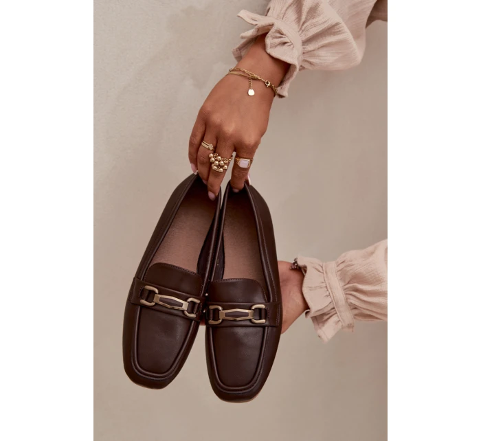 Dámské mokasíny s ozdobou hnědé model 21708991 - Boto Dámské mokasíny s ozdobou hnědé model 21708991 - Boto