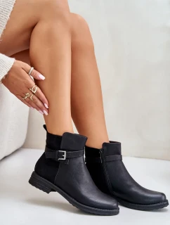 Ploché členkové topánky na podpätku s remienkom Black Sabamessa