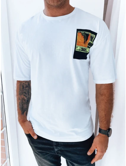Pánske biele tričko s potlačou FashionStreet RX5301
