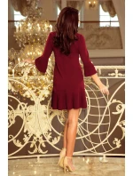 Pohodlné dámské plisované šaty v bordó barvě model 7606643 - numoco