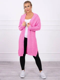 Svetr Cardigan kostkovaný světle růžový