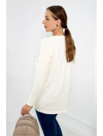 Sveter s prednými vreckami ecru Sveter s prednými vreckami ecru