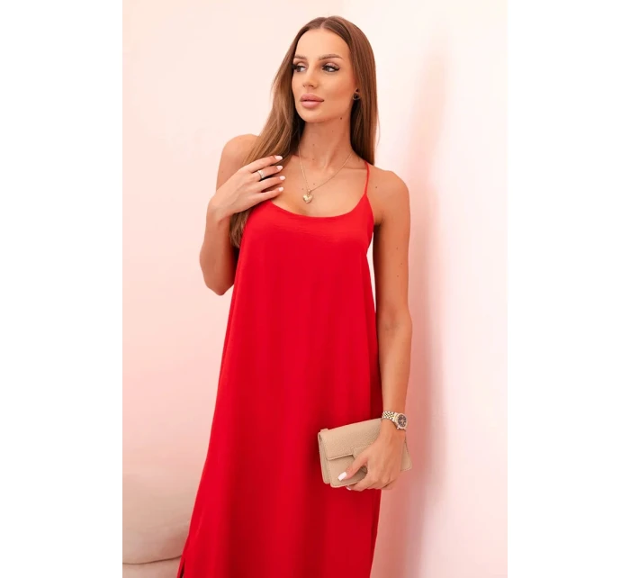 Dlouhá šaty na ramínka červená