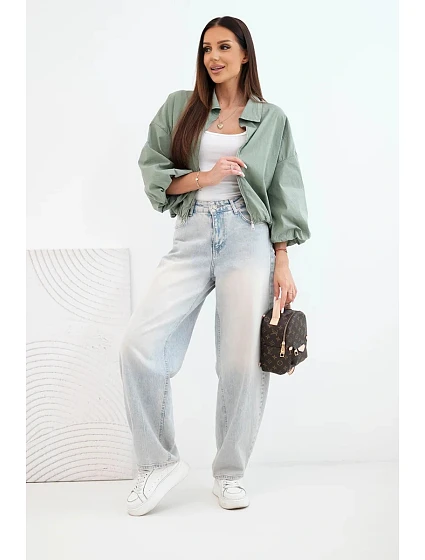 Dámská bavlněná bomber bunda na zip khaki