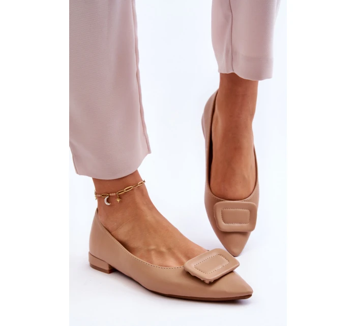 Klasyczne Baleriny Z Ozdobą Beżowe Rivea