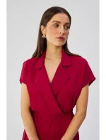 S363 Košeľové šaty s opaskom na zaväzovanie - slivka