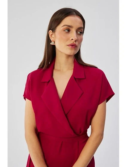 model 19647409 Košilové šaty s páskem na zavázání švestka - STYLOVE model 19647409 Košilové šaty s páskem na zavázání švestka - STYLOVE