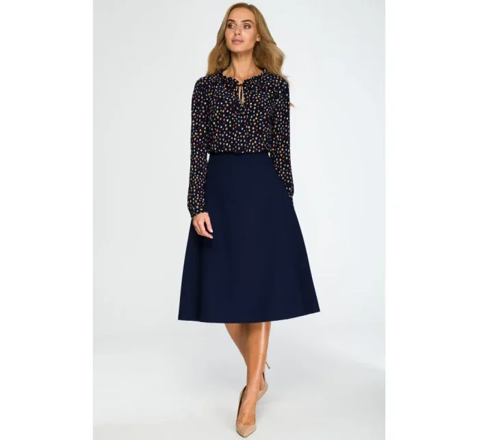 S133 Midi sukňa áčkového strihu - tmavo modrá