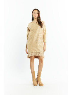 Monnari Dress Dámske pletené šaty s rovným strihom béžovej farby
